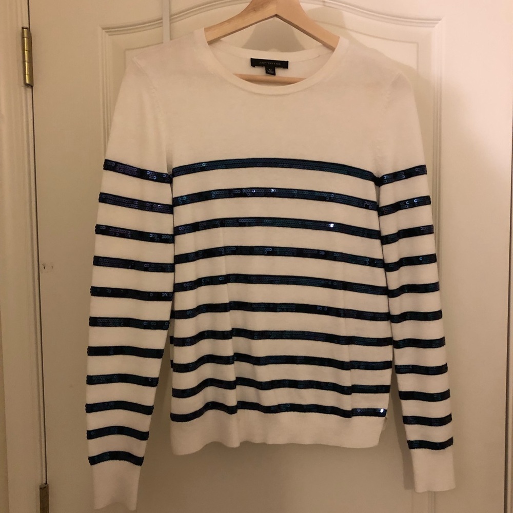 Ann Taylor Sequin Stripped Sweater